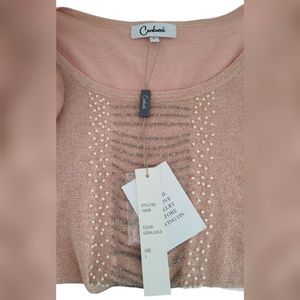 NWT Pink Carducci Beaded Sweater